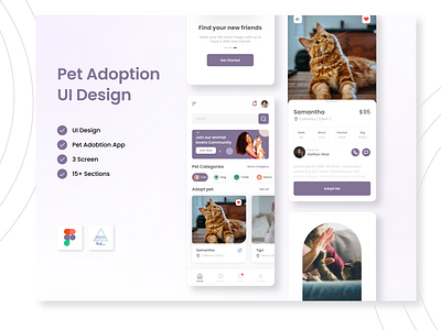 Pet adoption application design adobe illustrator branding design graphic design illustration ui