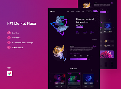 NFT Market Place UI/UX design adobe illustrator design graphic design illustration nft ui ux