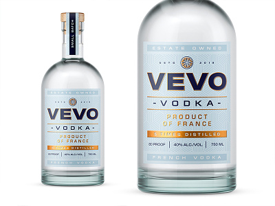 Vevo Vodka alcohol design distillery france gold label modern premium vodka