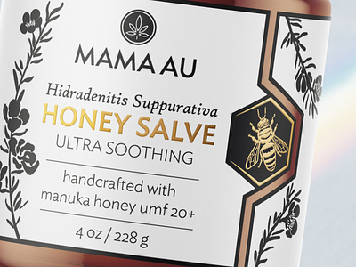 Mama AU label design bee cosmetic design gold honey label luxury manuka premium salve