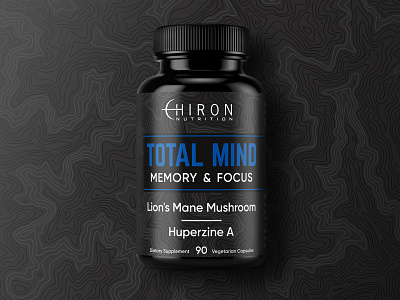 Label design for Chiron Nutrition Total Mind capsules design focus health label mane map memory mind mushroom nootropic nutrition relief sport supplements support wellness