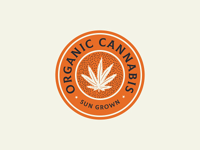 Sun grown organic cannabis badge badge branding cannabis design handdrawn illustration logo orange retro vector vintage