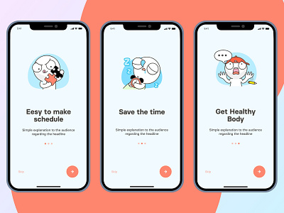 On boarding screens app concept on boarding ui