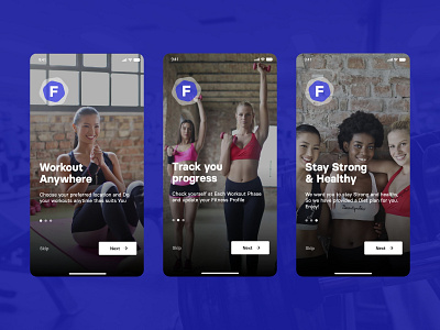 MyFitness on boarding screens app fitness on boarding screen ui