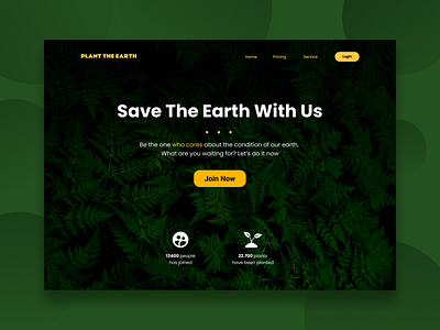 "PLANT THE EARTH" Landing Pages UI Design apps design interface ui uiux user interface ux web design website website design