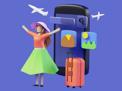 Travel Apps 3D Illustration