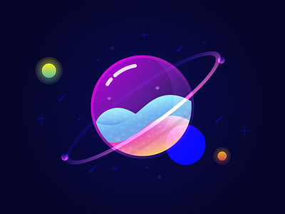 Marble planet artwork colorful design galaxy illustration marble planets stars