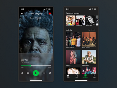 Music player mobile app app concept dark figma mobile music player screen theme ui ui design ux
