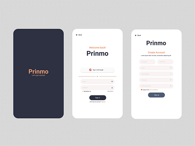 UI Simple Splash Screen, Sign in and Sign up | Prinmo app design login login design login page ui