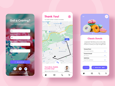 Sweet Tooth - Mobile Food Delivery delivery delivery app design donuts food app mobile mobile app pink sweets ui