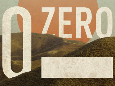 Zero collage landscape lines orange typography