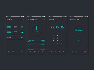 Clock App clock app figma graphic design illustration mobile app neumorphism ui uiux