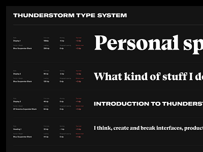 Thunderstorm Type System dark design portfolio type typescale typography