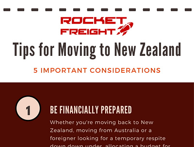 Moving to New Zealand | Rocket Freight Infographic design illustration