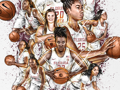(PT.1) Florida State University Women's Basketball Posters digital illustration digital painting illustration photoshop art poster art posters sports poster