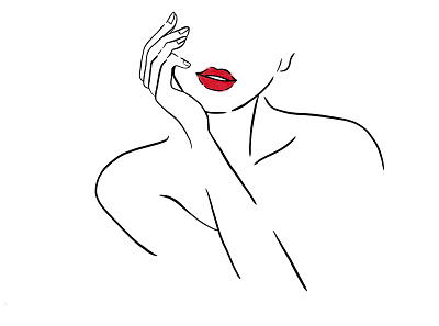 femme fatale digital art digital illustration feminist illustration line art lipstick procreate