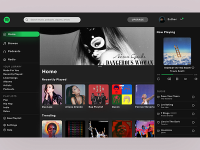 Spotify - Redesigning the Web App 100daychallenge app branding dailyui dailyuichallenge design junior logo minimal music music player spotify typography ui webdesign