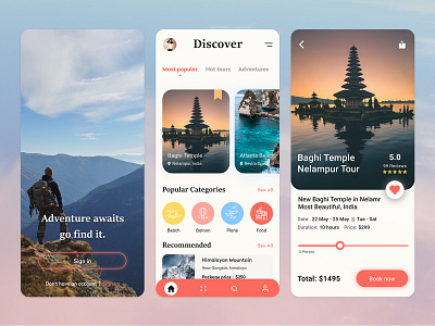 Travel app ui design