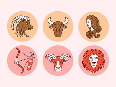 Earth and Fire zodiac signs 2d aries art artwork astrology branding earth fire graphic design horoscope illustration illustrator leo sagittarius taurus vector virgo zodiac zodiac signs