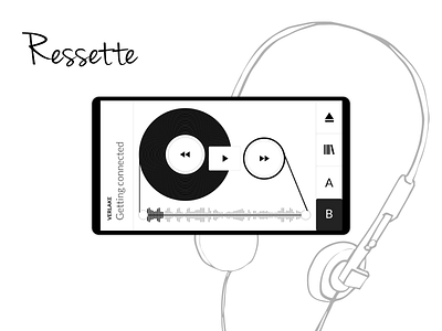 Ressette - Retro music app 1990s app app design branding cassette player cassette tape minimal mobile app music music app musicplayer prototype prototype animation retro ui ui design user interface ux walkman