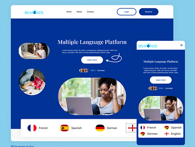 Multiple Language Learning Platform edutech ui
