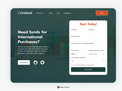 Crobod branding landing page logistics purchase ui