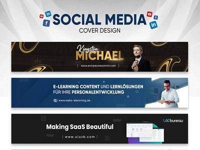 LinkedIn, YouTube & Facebook Cover Design Vol.1 agency cover banner banner ad branding cover cover design entrepreneur cover design facebook cover linkedin cover design mentor cover design social media cover design youtube banner youtube cover