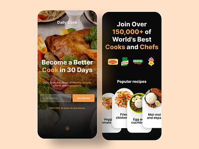 Food email subscription website