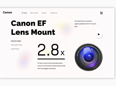 Canon Lens Landing Page design illustration landing page design ui ux web website