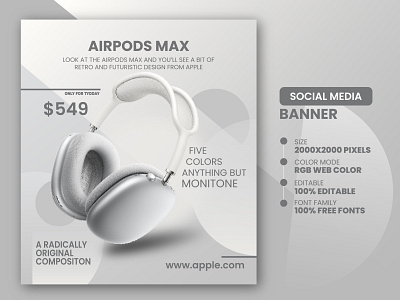 Airpods | Social Media designs for Grow your Facebook, Instagram banner design branding business logo design facebook ads facebook post graphic design illustration illustrator instagram ads instagram post logo poster social media design ui ux vector