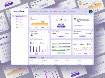 Invest Farm dashboard app branding cabinet credit cards creditcard dashboard design invest investing logo minimal ui ux