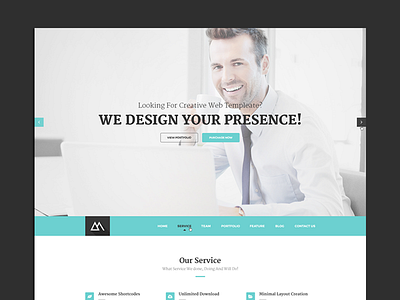 Minimal | One Page PSD Template agency blue creative minimal portfolio web template webpage website white