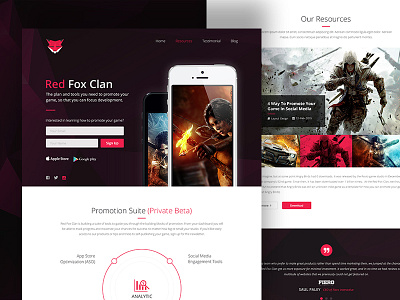 Red Fox Clan Website Redesign android game creative game minimal mobile app promote red web ui web ux website white