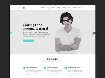 Minimal | One Page PSD Template - Full Preview agency blue creative minimal portfolio web template webpage website white