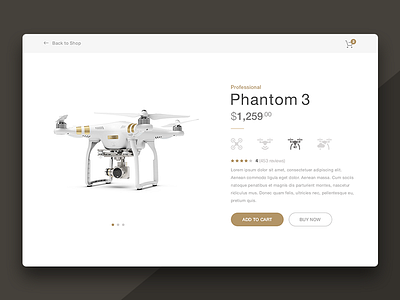 Product Page Card clean drone ecommerce minimal precision shop ui ux web design white