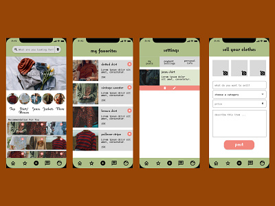 second hand clothes platform app app autumn berlin design mobile practice secondhand shop sustainability uiux