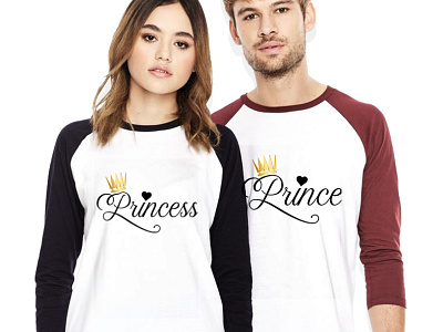 Prince Princess Couple T-Shirt Design