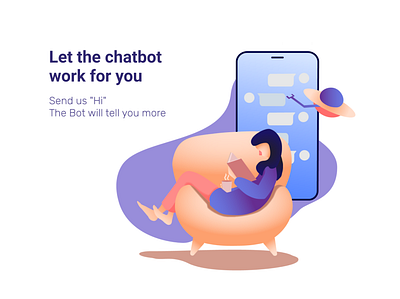 Girl&Chat-bot Illustration graphic design illustration marketing vector