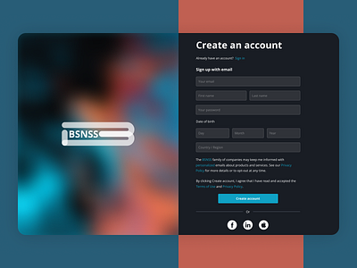 BSNSS Company Sign Up Page 🔎 agency brand branding company creative design desktop experience idea logo logotype mobile studio ui user experience user interface ux web website