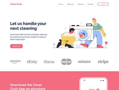 Clean cruiz web landing page illustration ui web