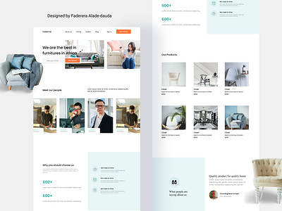 Furniture company web landing page design