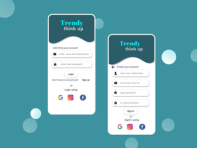 Trendy think up app design ui