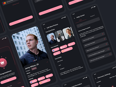 Dating App Dark Mode app design ui ux