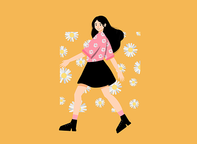 Casual Girls 1 branding character design fashion flat flower flowers girl illustration