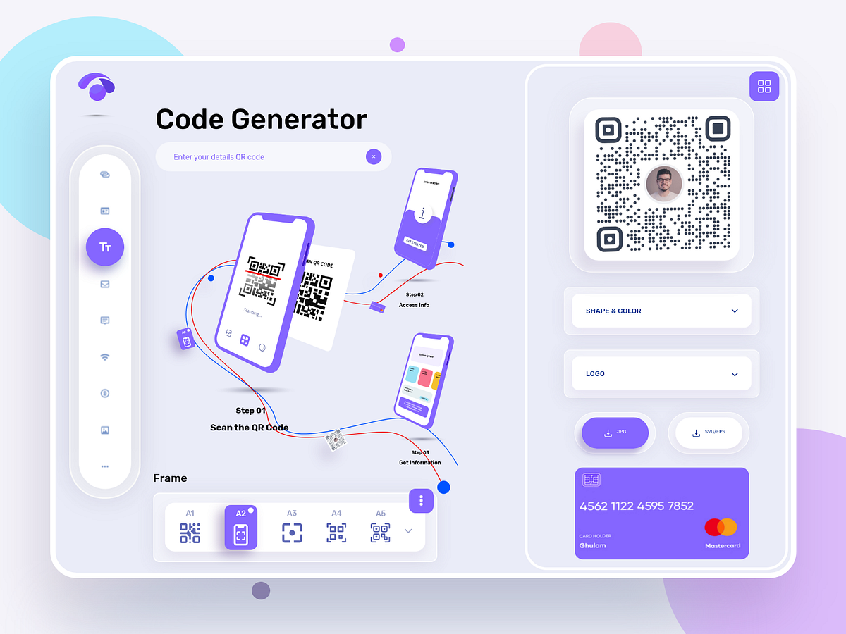 Генератор дизайна сайта. QR code Generator Design UI.