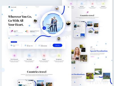 travel agency landing page 3d animation app clean ui graphic design home page home page design illustration interface landing page product travel agency travel app typography vacation vector web webdesign website website design