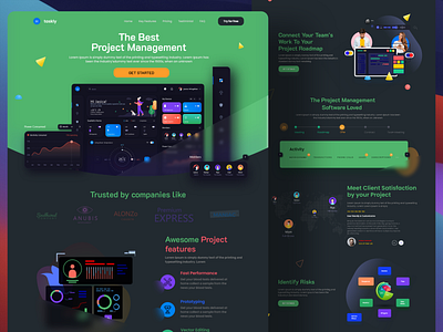 Project Management web agency animation clean ui dark dark landing page dark ui dark website graphic design home page interface landing page management landing page project management project management tool ui ux ui design web webdesign website website design
