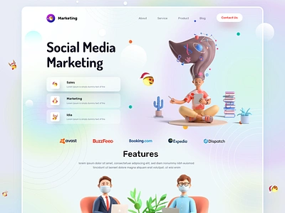 Social Media Marketing website agency landing page business clean ui creative design graphic design home page illustration interface landing page marketing marketing agency minimal social media social media templates web webdesign website website design