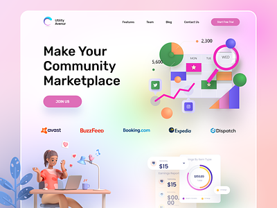 Community Marketplace landing page community marketplace design design website designer glass effect graphic design home page homepage interface landing page web webdesign website website design