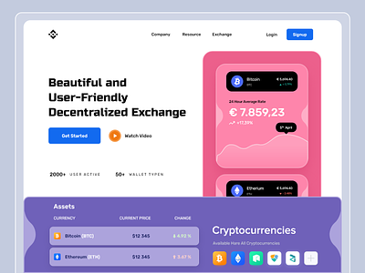 cryptocurrency exchange website banking bitcoin blockchain crypto crypto wallet crypto website cryptocurrency ethereum landing page nft payment token ui design wallet web web design web page webdesign website website design